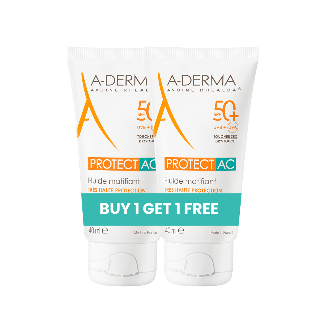 Aderma - A-Derma Buy 1 Get 1 Protect AC Mattifying Face Sunscreen Fluid SPF50+ for acne prone skin 40ml | MazenOnline Main image