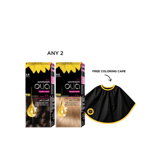 Garnier Olia bundle hair color products arranged together