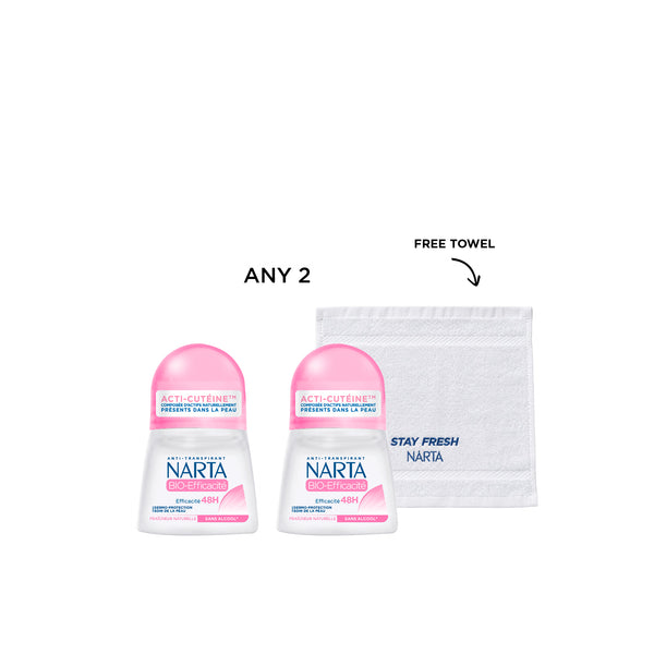Narta Bio-Efficiency women’s deodorant roll-on with gift set packaging