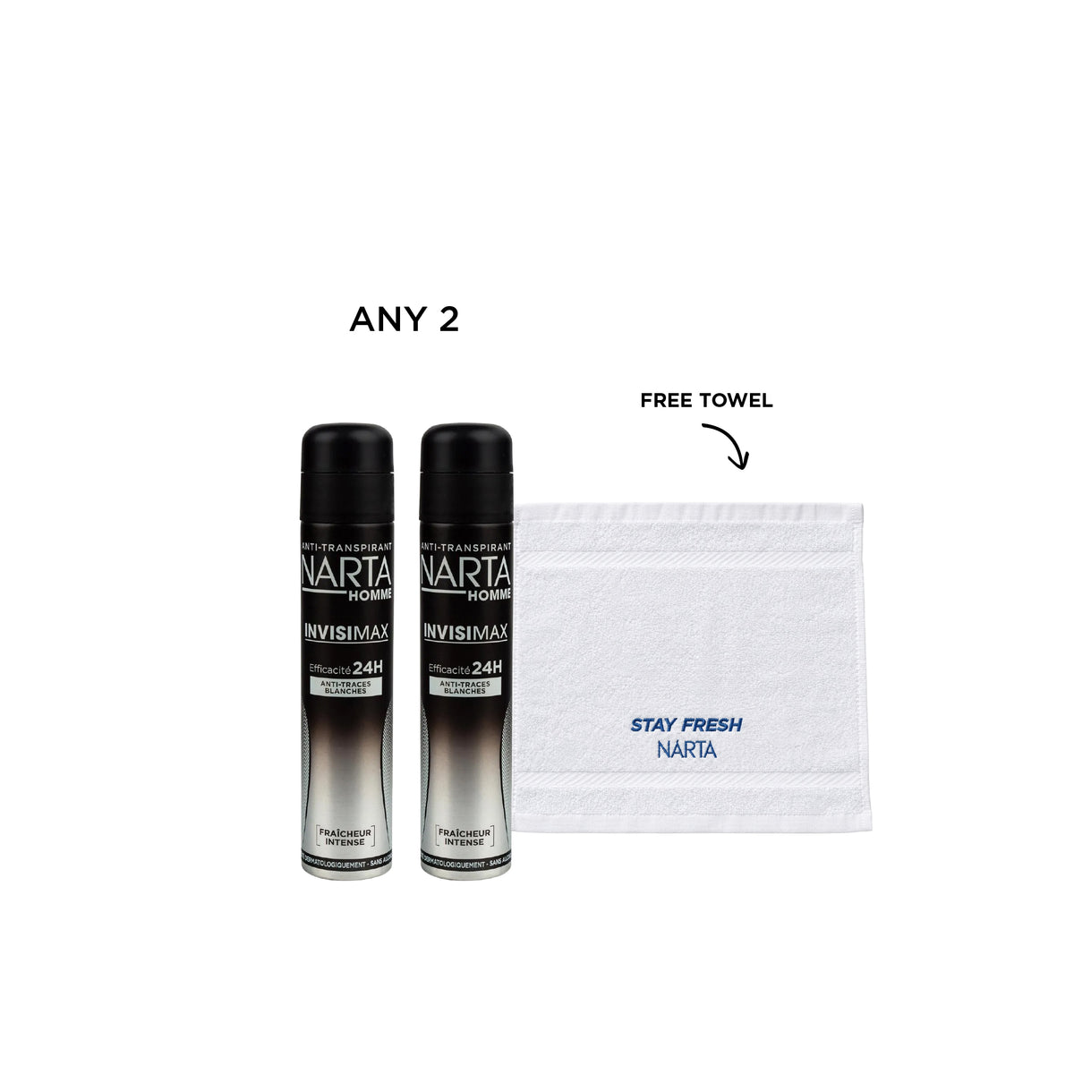 Two Narta spray bottles displayed side by side on a white background