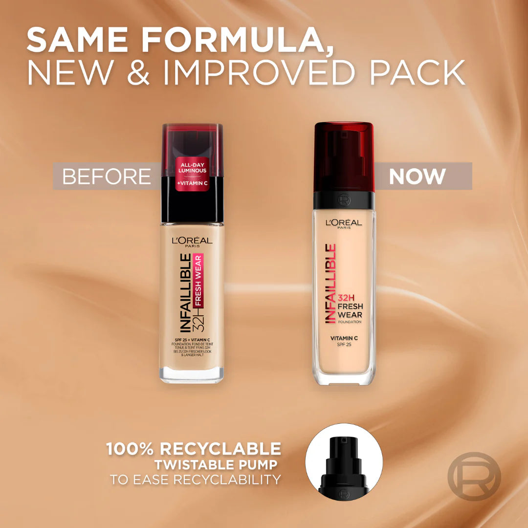 L'Oréal Paris - L’Oréal Paris Makeup Infaillible 32H Freshwear Liquid Foundation, Vitamin C,  SPF25L’Oréal Paris Makeup Infaillible 32H Freshwear Liquid Foundation, Vitamin C,  SPF25 - 250 Sable Eclat/R | MazenOnline
