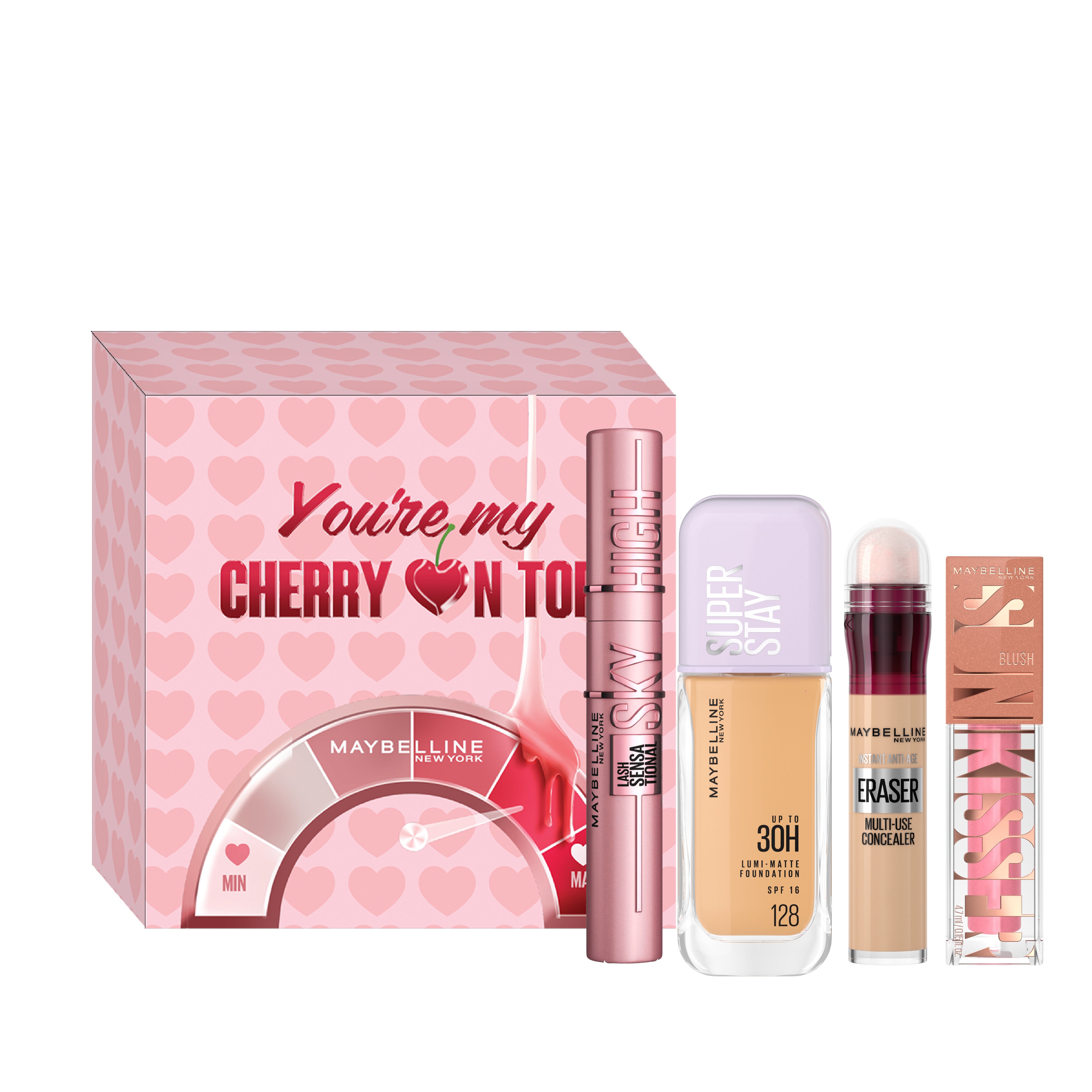 Maybelline New York - Sunkisser Blush + Instant Age Rewind + Lash Sensational + Foundation Super Stay + Gift | MazenOnline