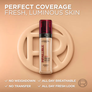 L'Oréal Paris - L’Oréal Paris Makeup Infaillible 32H Freshwear Liquid Foundation, Vitamin C,  SPF25L’Oréal Paris Makeup Infaillible 32H Freshwear Liquid Foundation, Vitamin C,  SPF25 - 250 Sable Eclat/R | MazenOnline