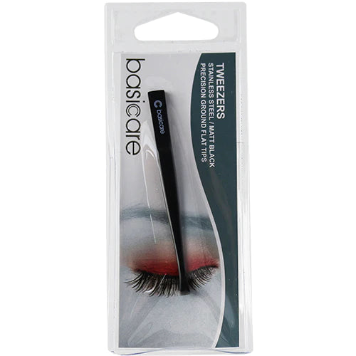 Tweezers Matt Black Flat Tips - MazenOnline