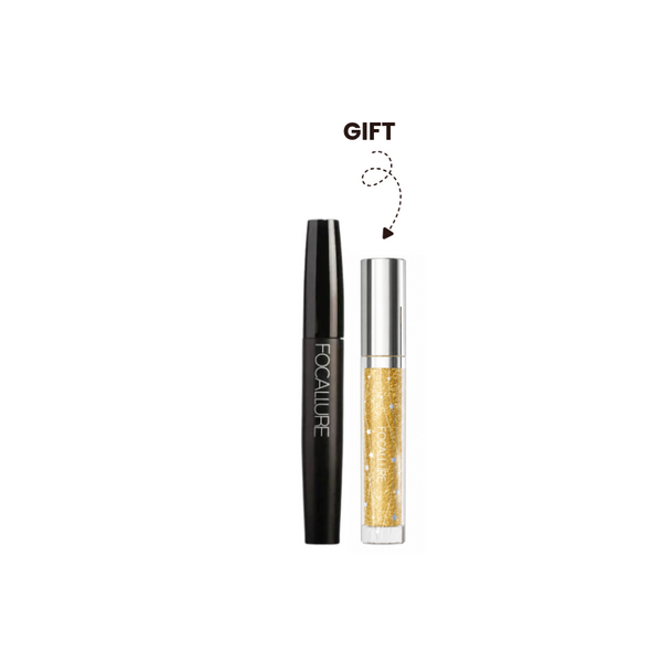 Focallure Elastic Stretch Volumizing Mascara and Star Drifter Glitter Mascara gift set; two mascara tubes
