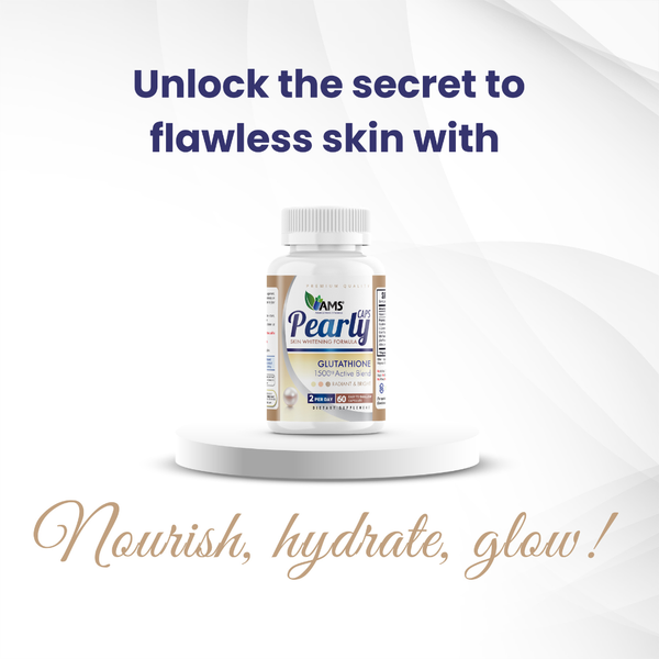 ams pearly glutathione Skin Whitening 1500 mg Capsules 60's | Best Price Oman Say goodbye to freckles with
