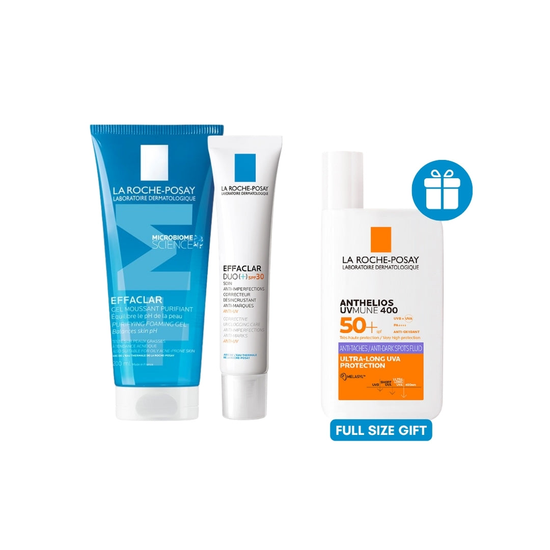 Buy Effaclar Acne Foaming Cleansing Gel for Oily and Acne Prone Skin + Effaclar Duo+M Anti-Imperfections Triple Corrective Care Get Anthelios Anti-Dark Spots Fluid SPF50+
