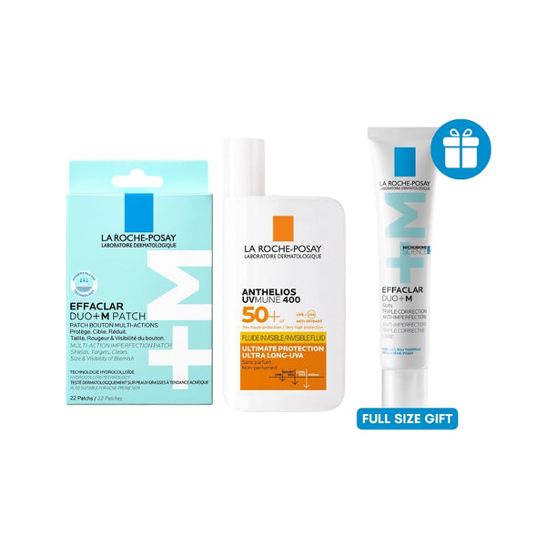 Anthelios Uvmune400 Invisible Fluid Sunscreen SPF50+ + Effaclar Multi-Target Blemish Patches + Effaclar Duo (+)