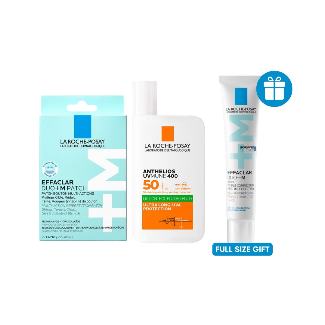 Anthelios UVMune 400 Oil Control Invisible Fluid Sunscreen SPF 50+ for Oily Skin + Effaclar Multi-Target Blemish Patches Get Effaclar Duo (+)