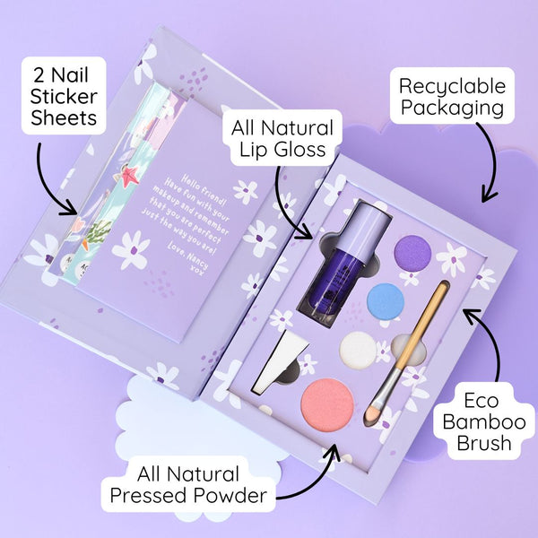 Nancy Purple Natural Pressed Powder Kids Makeup Palette Kit