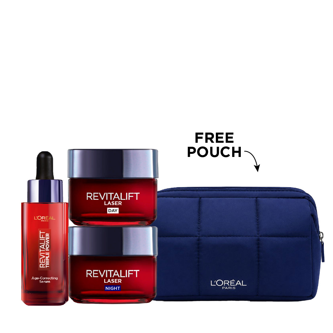 Revitalift Triple Effect Serum + Revitalift Laser Day Cream + Revitalift Laser Night Cream + Pouch
