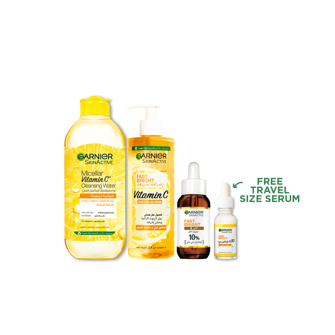 Fast Bright Routine (Micellar + Gel Wash + Night Serum) + Free Mini
