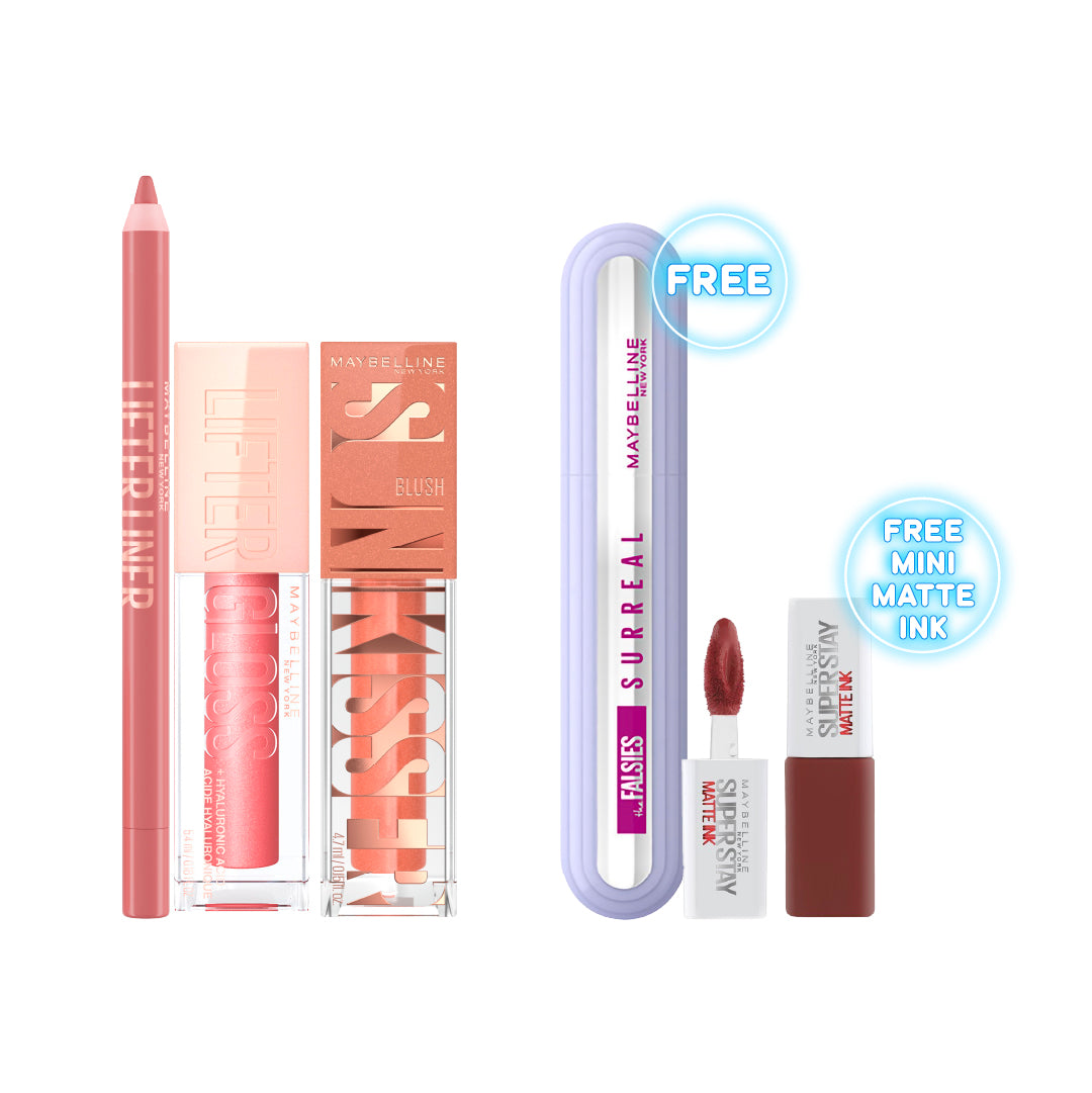 Maybelline New York - Sunkisser Multi-Use Liquid Blush And Bronzer + Lip Gloss Makeup With Hyaluronic Acid + Lifter Liner Lip Liner Pencil  + Gift | MazenOnline