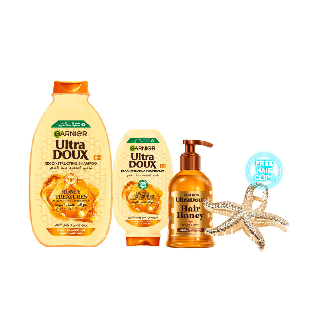 Garnier - Honey Treasures Full Routine (Shampoo + Conditioner + Honey Serum) | MazenOnline