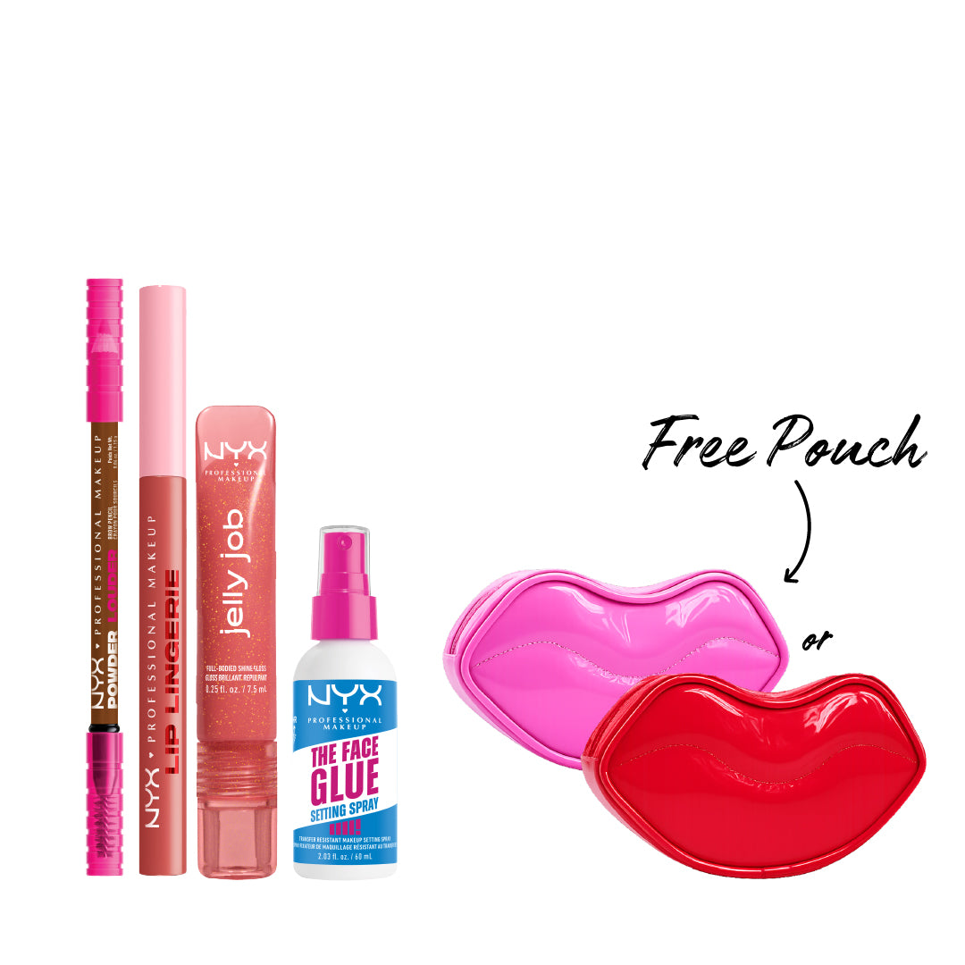 The Face Glue Setting Spray + Powder Louder + Jelly Job Lip Gloss + Lip Lingerie Liner Stain + Gift