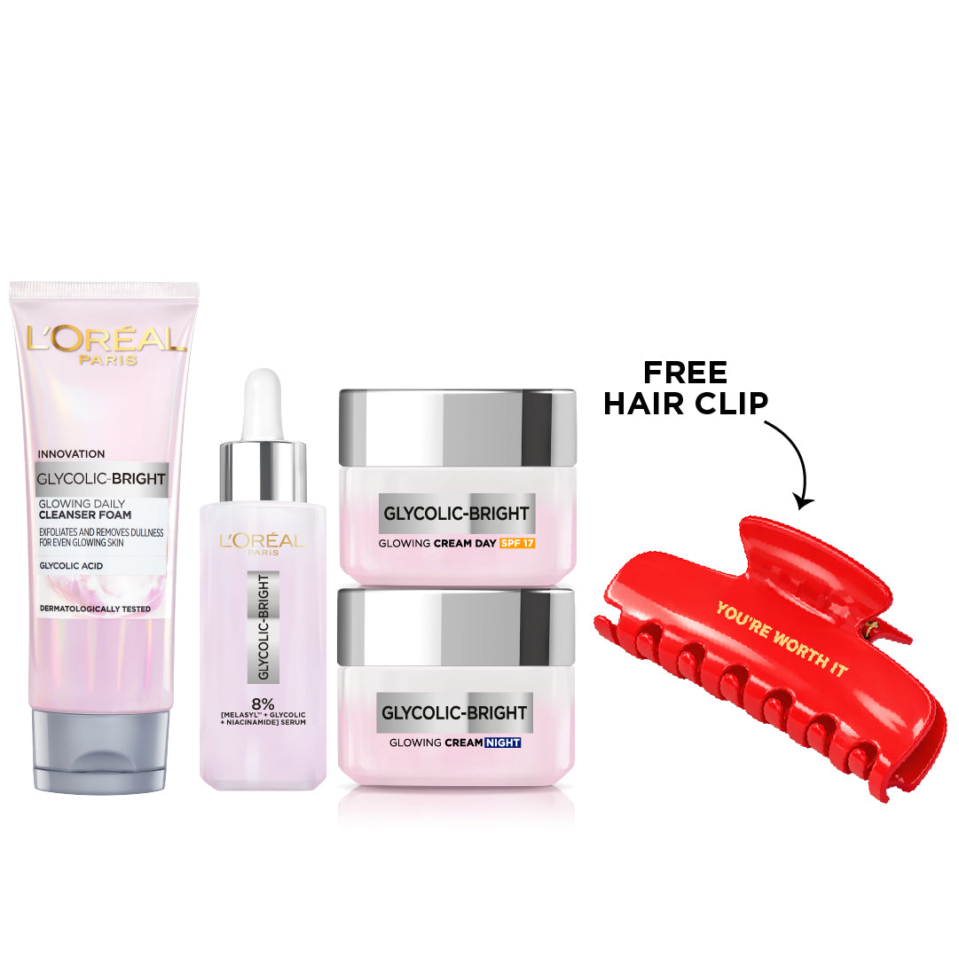 Glycolic Bright Wash + Serum + Day Cream + Night Cream