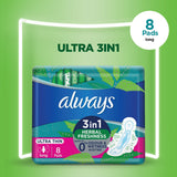 Always Ultra 3in1 Herbal Freshness, Ultra thin, Long Sanitary Pad With Wings, 8 pads - MazenOnline
