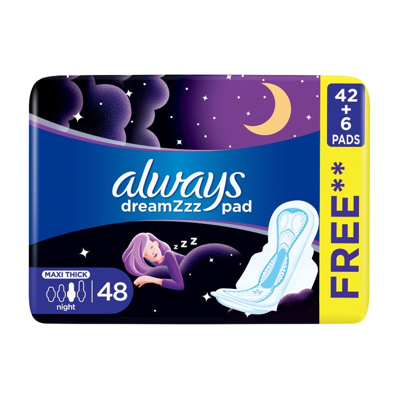 Dreamzz Maxi Thick Night long sanitary Pads with Wings 48 Pads - MazenOnline