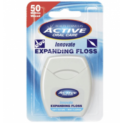 Active Oral Care Innovate Mint Fluoride Expanding Floss 50 M - MazenOnline