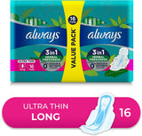 Always Ultra Thin Long 3In1 Herbal Freshness 16 pads - MazenOnline
