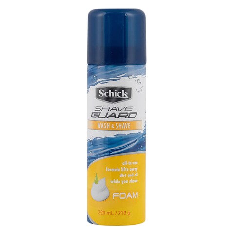 SCHICK FOAM SHAVE GUARD WASH & SHAVE 220ML - MazenOnline Main image