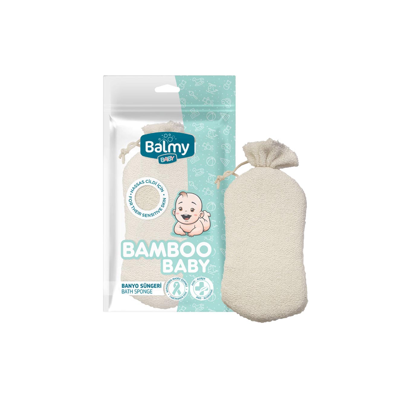 Natural Bamboo Baby Bath Sponge - MazenOnline Main image