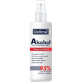 OPTIMAL Alcohol 95% spray bottle with nozzle, used for disinfecting and sanitizing surfaces, featuring a clear container and trigger.