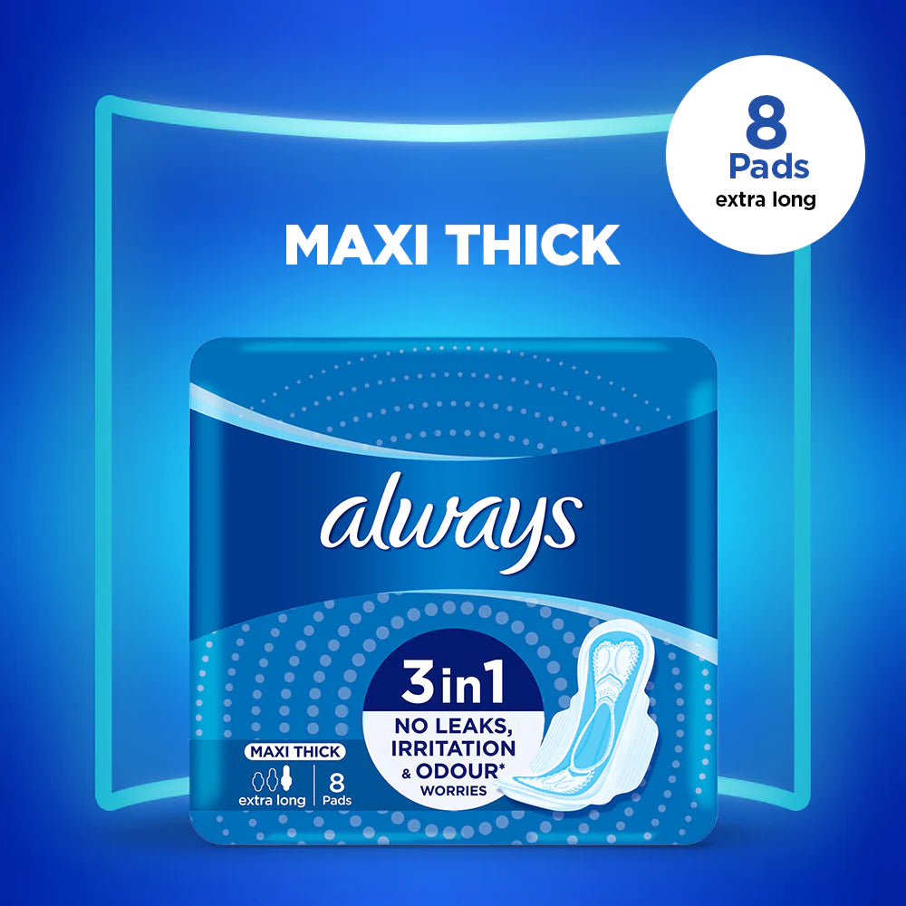 Always Maxi Thick 3 in 1 Extra Long 8 Pads - MazenOnline