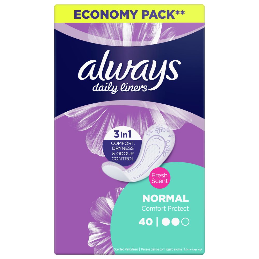 Always Daily Liners Comfort Protect Normal Fresh Scent, 40 count - MazenOnline Main image